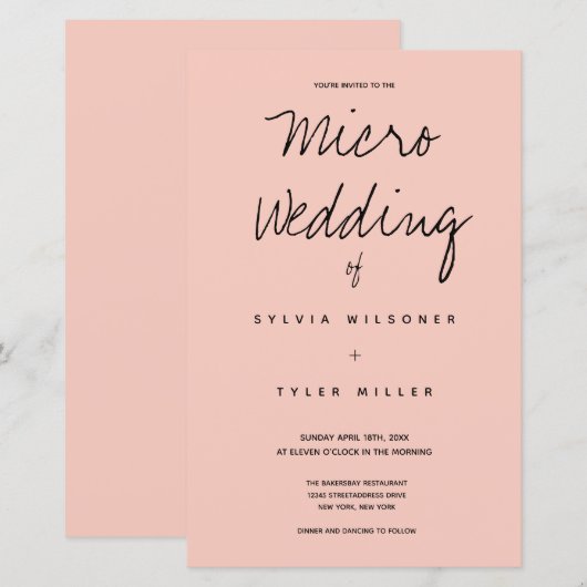 Micro Wedding Pink Black Typografy (Vorne/Hinten)