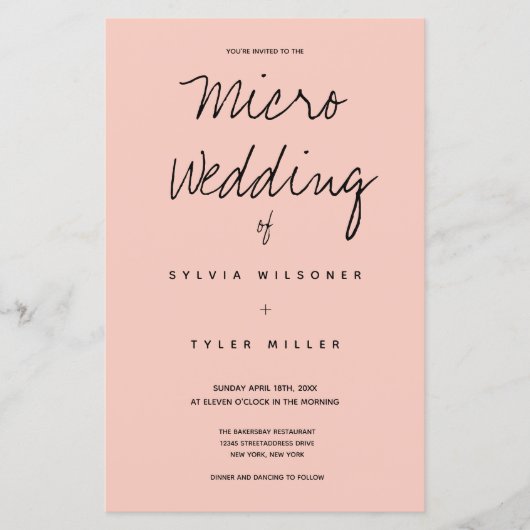 Micro Wedding Pink Black Typografy (Vorderseite)