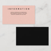 Micro Wedding Pink Black Typografy Information Begleitkarte (Vorne/Hinten)