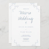 Micro Wedding White Dusty Blue Blätter (Vorne/Hinten)