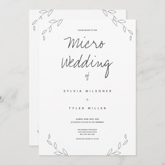 Micro Wedding White Gray Blätter (Vorne/Hinten)