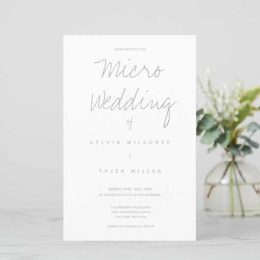 Micro Wedding White Gray Typografie (Stehend Vorderseite)