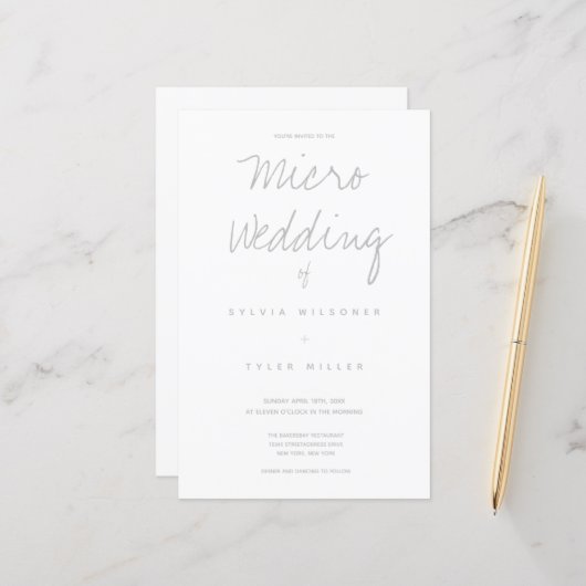 Micro Wedding White Gray Typografie (Vorderseite/Rückseite Beispiel)