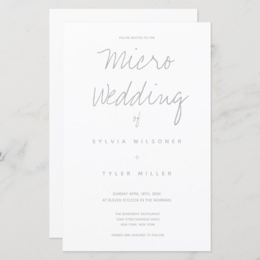 Micro Wedding White Gray Typografie (Vorne/Hinten)