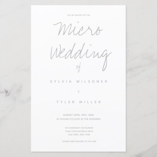 Micro Wedding White Gray Typografie (Vorderseite)