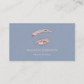 Microblade Lashes Makeup Logo Rose Blau Visitenkarte (Vorderseite)