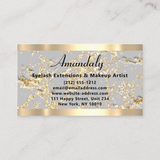 Microblade Makeup Eyelash Extension Gold Grau Visitenkarte (Rückseite)