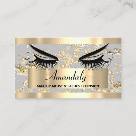 Microblade Makeup Eyelash Extension Gold Grau Visitenkarte (Vorderseite)