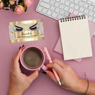 Microblade Makeup Eyelash Extension Gold Grau Visitenkarte