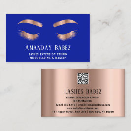 Microblade Makeup Eyelash Extension QR Code Blau Visitenkarte