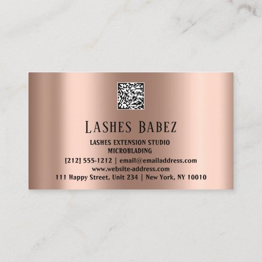 Microblade Makeup Eyelash Extension QR Code Blau Visitenkarte (Rückseite)