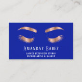 Microblade Makeup Eyelash Extension QR Code Blau Visitenkarte (Vorderseite)