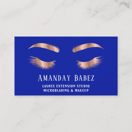 Microblade Makeup Eyelash Extension QR Code Blau Visitenkarte (Vorderseite)