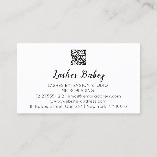 Microblade Makeup Eyelash Extension QR Code Weiß Visitenkarte (Rückseite)