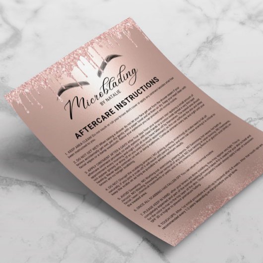 Microblading Aftercare Rose Gold Tropfen Flyer