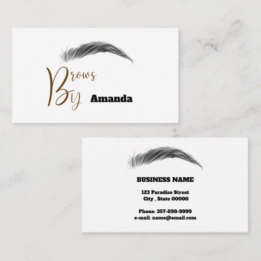 Microblading artist in brauner Farbe Visitenkarte (Vorne/Hinten)