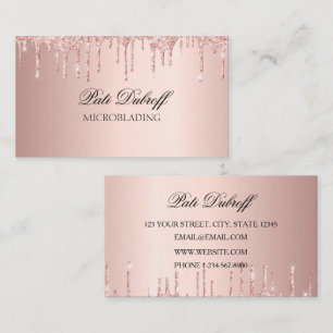 Microblading Augenbrauen Brauen Glitter Rosen Gold Visitenkarte
