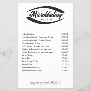 Microblading-Augenbrauen-Form-Tattoo-Preisliste Fl Flyer