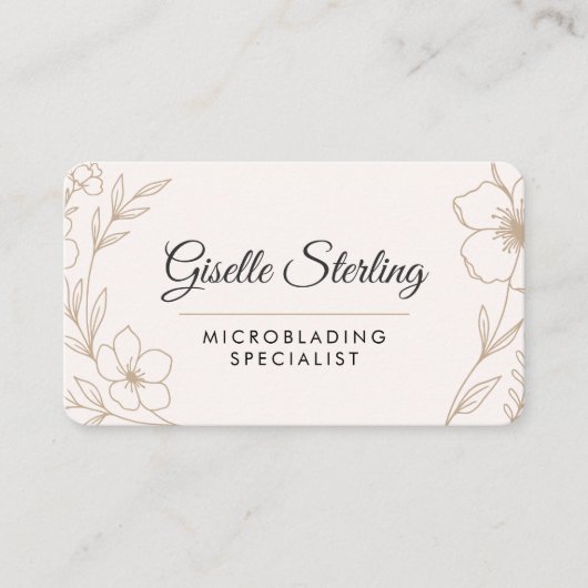 Microblading Blumen QR Code Profi Visitenkarte (Vorderseite)