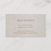 Microblading Brow Makeup Artist Gold Script Linen Visitenkarte (Rückseite)