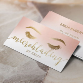 Microblading Brow Makeup Artist Rose Gold Pastell Visitenkarte