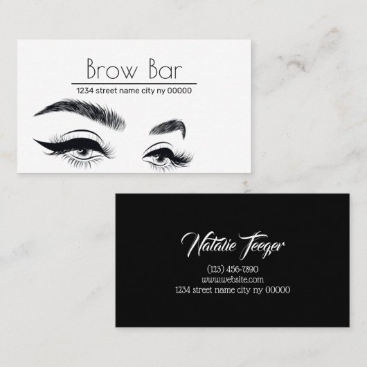 Microblading Brows & Lashes, Eyelash Extensions Bu Visitenkarte (Vorne/Hinten)