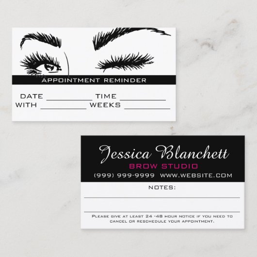 Microblading Brows & Lashes Salon Terminkarte (Vorne/Hinten)