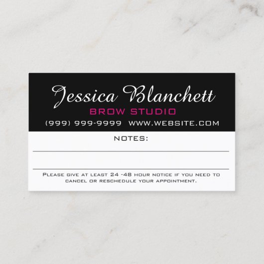 Microblading Brows & Lashes Salon Terminkarte (Rückseite)