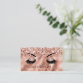 Microblading Brows Rose Gold Glitzer Makeup Artist Visitenkarte (Stehend Vorderseite)