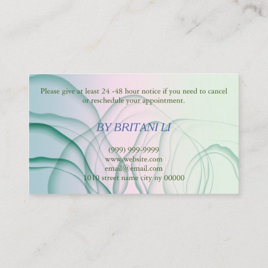 Microblading Brows Salon, Gradient Terminkarte (Rückseite)