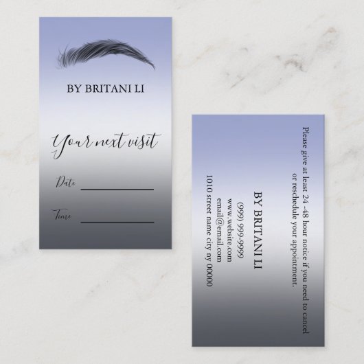 Microblading Brows Salon, Gradient Terminkarte (Vorne/Hinten)