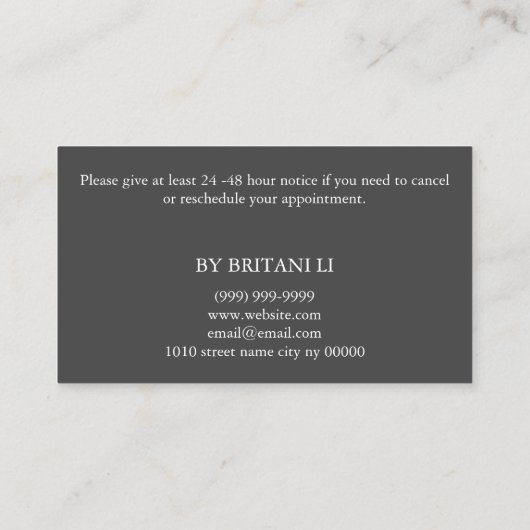 Microblading Brows Salon Terminkarte (Rückseite)