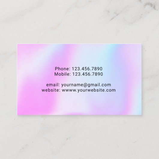 Microblading Brows Techniker Lila Holografie Visitenkarte (Rückseite)