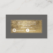 Microblading chic gold typografie grau visitenkarte (Rückseite)