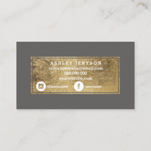 Microblading chic gold typografie grau visitenkarte (Rückseite)