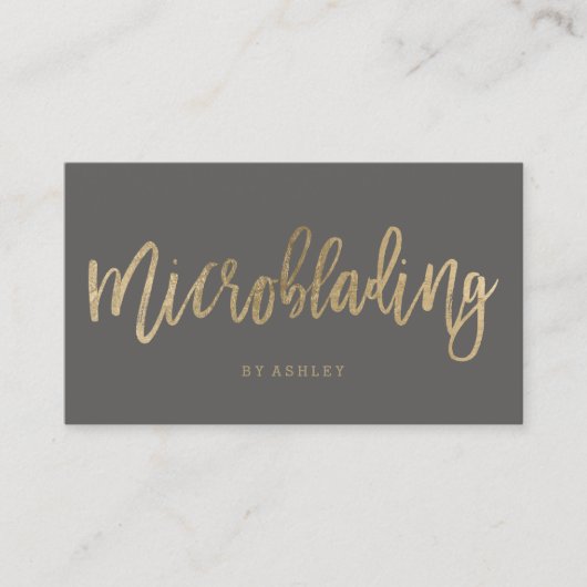 Microblading chic gold typografie grau visitenkarte (Vorderseite)