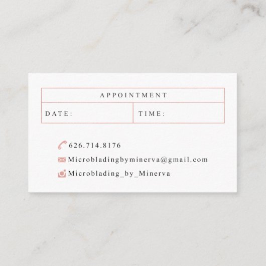 Microblading durch Minerva Visitenkarte (Rückseite)