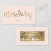 Microblading elegantes Goldtypographie-Buschrosa Visitenkarte (Vorne/Hinten)