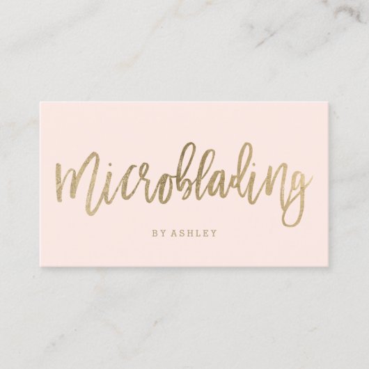 Microblading elegantes Goldtypographie-Buschrosa Visitenkarte (Vorderseite)