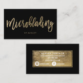 Microblading elegantes Goldtypographieschwarzes Visitenkarte (Vorne/Hinten)