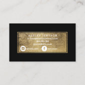Microblading elegantes Goldtypographieschwarzes Visitenkarte (Rückseite)