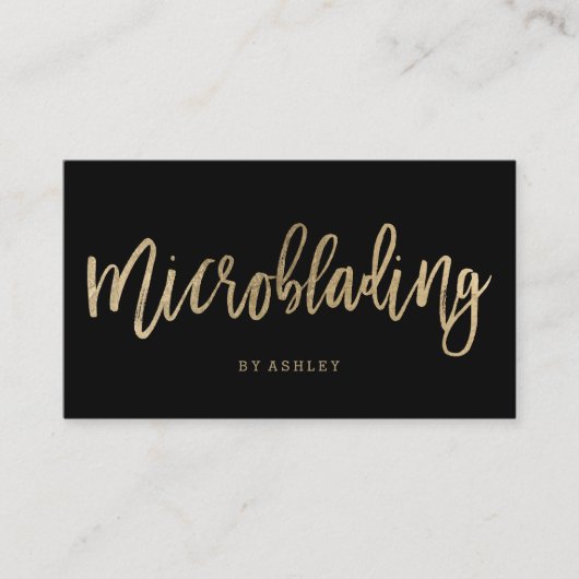 Microblading elegantes Goldtypographieschwarzes Visitenkarte (Vorderseite)