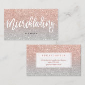 Microblading elegantes Typografiesilber-Rosengold Visitenkarte (Vorne/Hinten)
