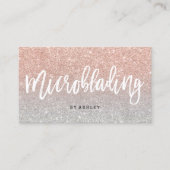 Microblading elegantes Typografiesilber-Rosengold Visitenkarte (Vorderseite)