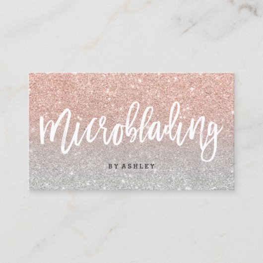 Microblading elegantes Typografiesilber-Rosengold Visitenkarte (Vorderseite)
