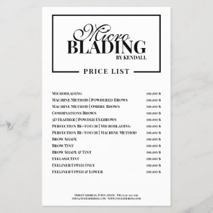 Microblading Eyebrow Borted Price List Flyer
