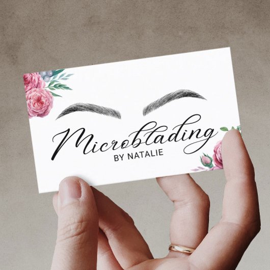 Microblading Eyebrows Beauty Salon Floral Visitenkarte