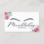 Microblading Eyebrows Beauty Salon Floral Visitenkarte (Vorderseite)