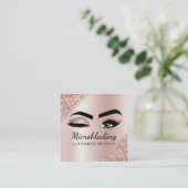 Microblading Eyebrows Brows Glitzer Rose Gold Pink Quadratische Visitenkarte (Stehend Vorderseite)