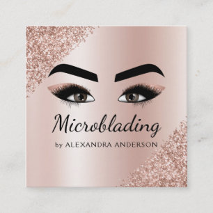 Microblading Eyebrows Brows Glitzer Rose Gold Pink Quadratische Visitenkarte